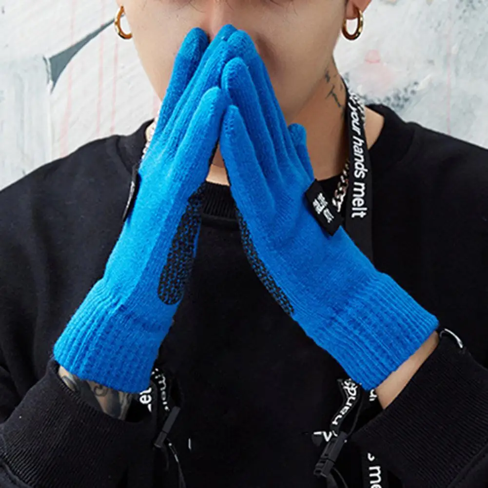 

Sport Gloves 1 Pair Fashion Non-slip with Detachable Lanyard Three-finger Touch Screen Wool Knitted Gloves for Daily Wear