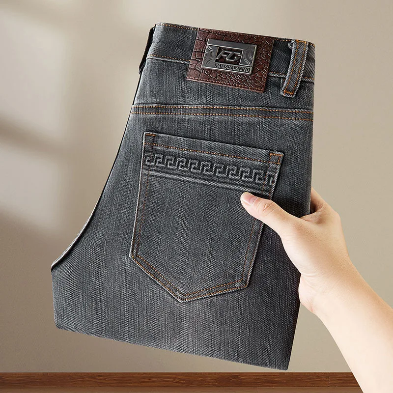 Gray Jeans Men's Spring and Autumn Trends High-End Affordable Luxury Men's Clothing Fashion Brand Slim Fit Long Skinny Pants 6