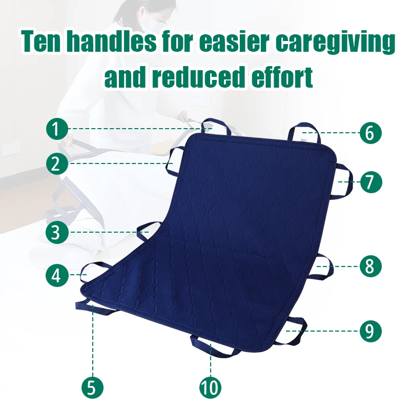 Multipurpose Positioning Bed Pad with Reinforced Handles - Reusable & Washable Transfer Sheet for Turning, Lifting&Repositioning 3