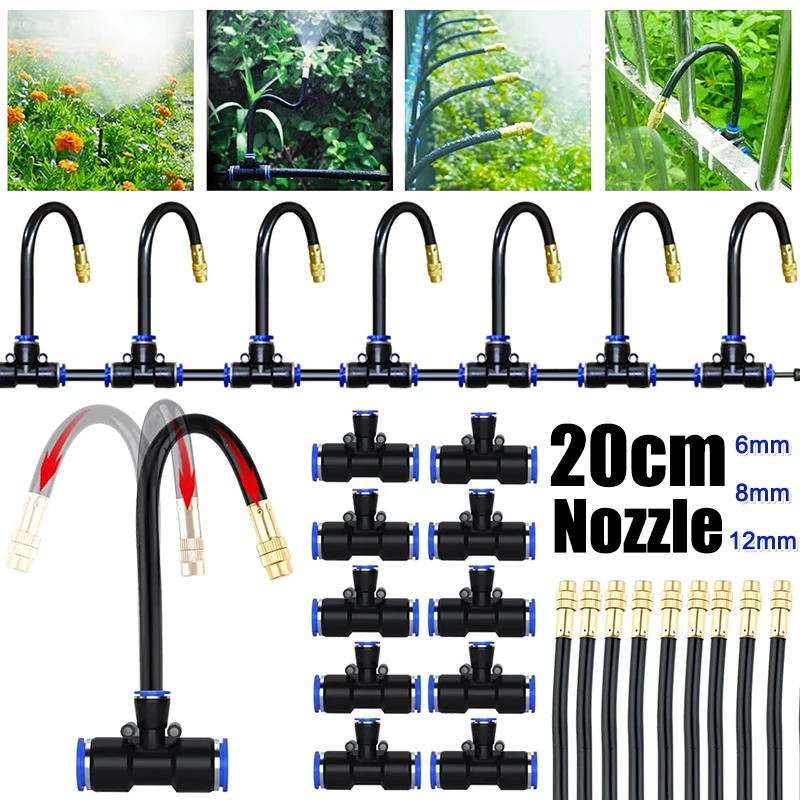 360-degree Atomization Sprinklers 6/8/12mm Adjustable Bending Misting Nozzles Humidify Watering Sprayer Automatic Irrigation 1