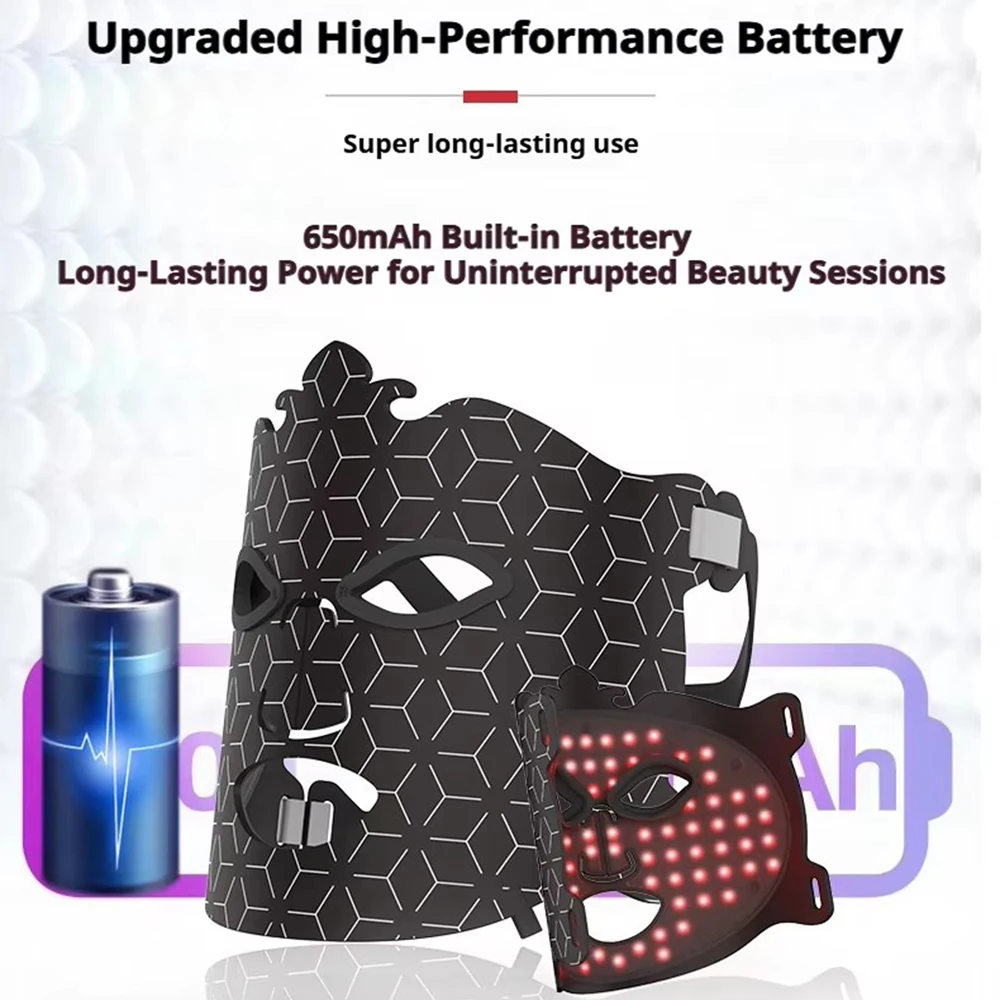 2025 NEW Led Facial Mask Light Therapy 7 Colors Silicone Mask Full Face 87 Lamp Beads Wirelessly Red Light Therapy Photon Mask