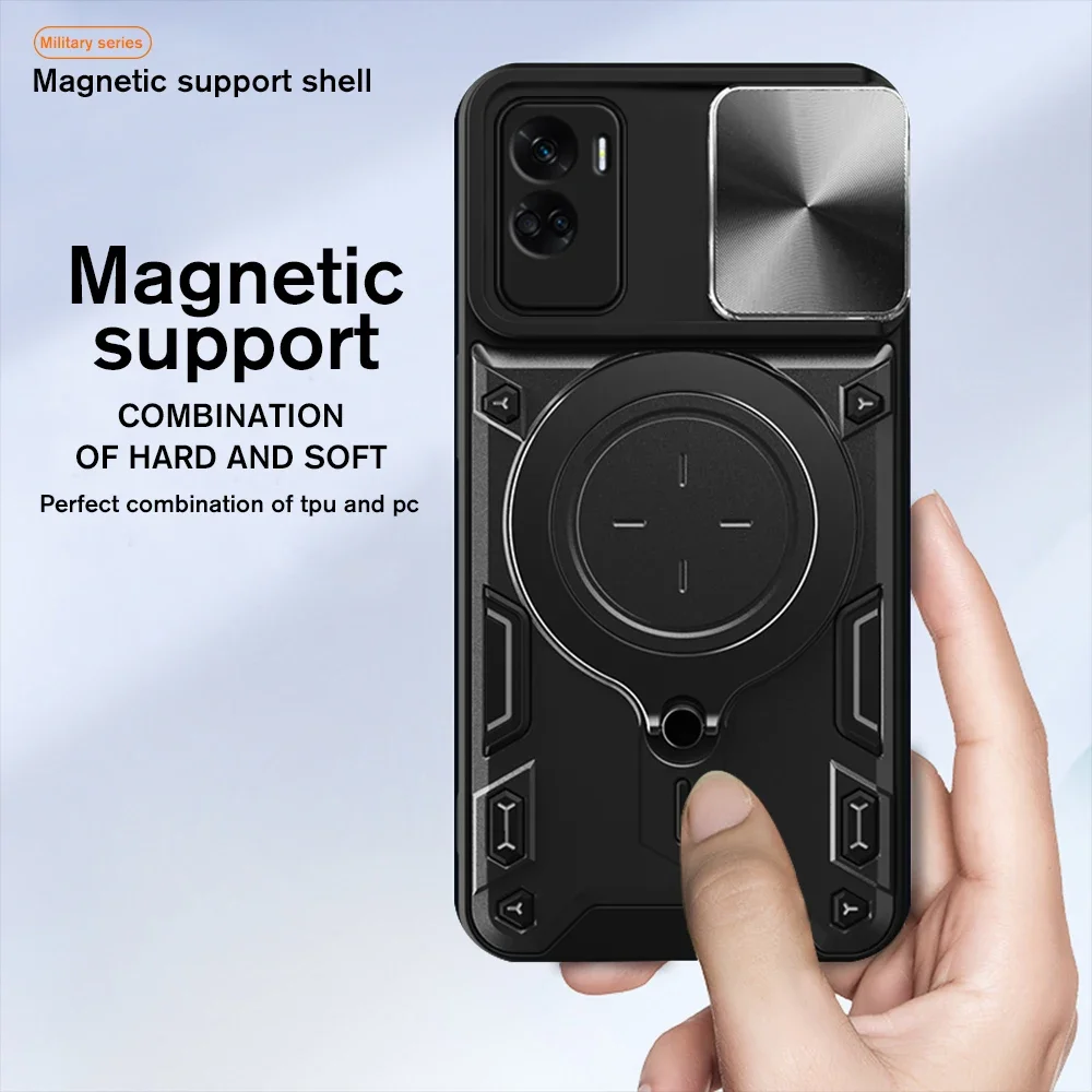Per Honor 90 Lite Custodia Push Camera Cover Antiurto Honor90 Light Honar 90 Lite Honor90Lite 5G 2023 Car Magnetic Ring Stand Capas