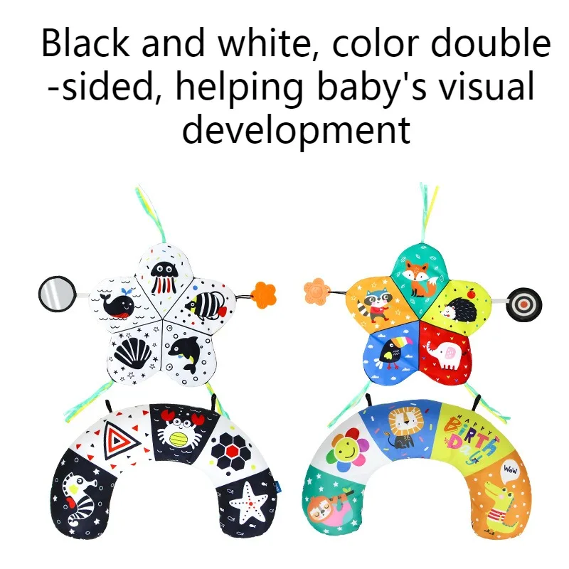 Baby Black And White Tummy Time Pillow Toy Newborn Head Up Training Pillow High Contrast Double-Sided Sensory Lying Pillow 4