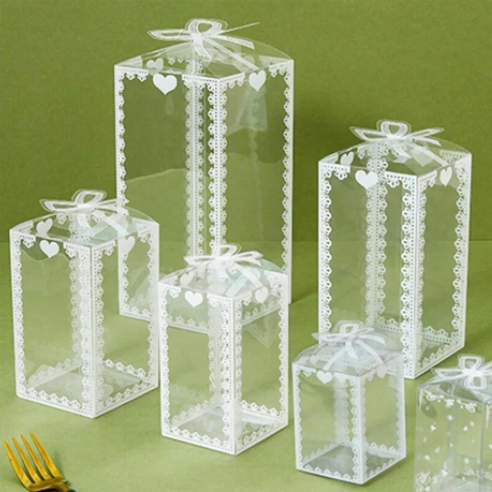 10Pcs Transparent PVC Candy Favor Gift Packaging Boxes, Clear Plastic Wedding Party Bir... - SKU PCGB1022 - UGI Packaging