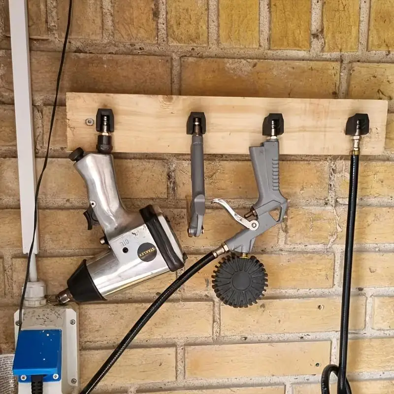 4-teiliger Druckluftwerkzeughalter, platzsparender Aufhänger für pneumatische Werkzeuge, Wandhalterung für Garage, Werkstatt, Autoreparatur, Spritzpistolen-Aufhängeclips – Detail 4
