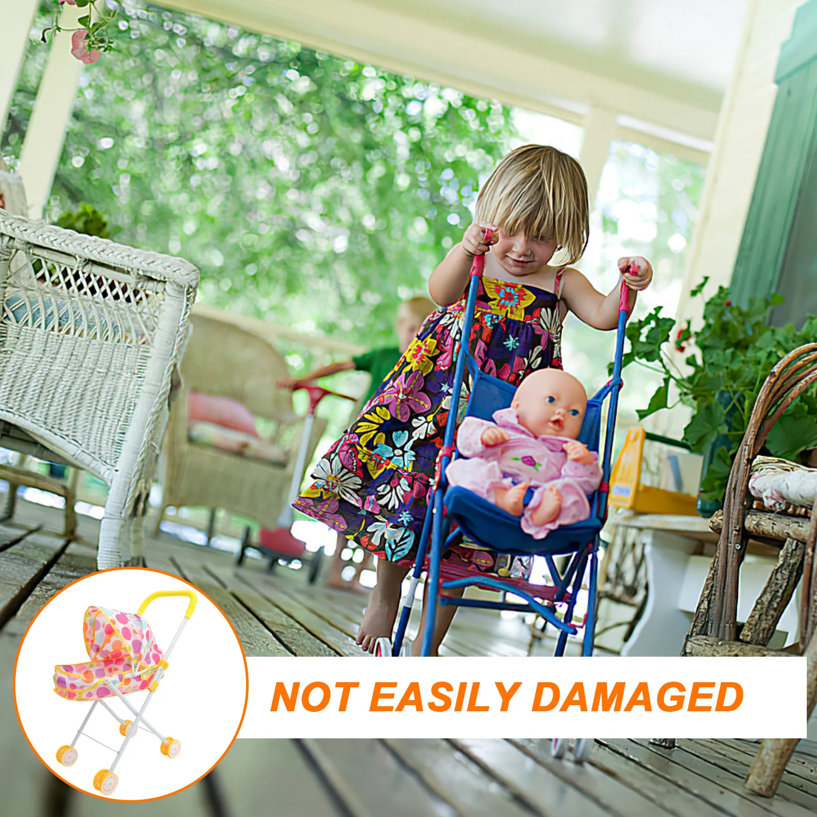 작은 시뮬레이션 유모차 카트 창의적인 어린이 놀이용 인형 집 장식 용 유모차 1-3세용