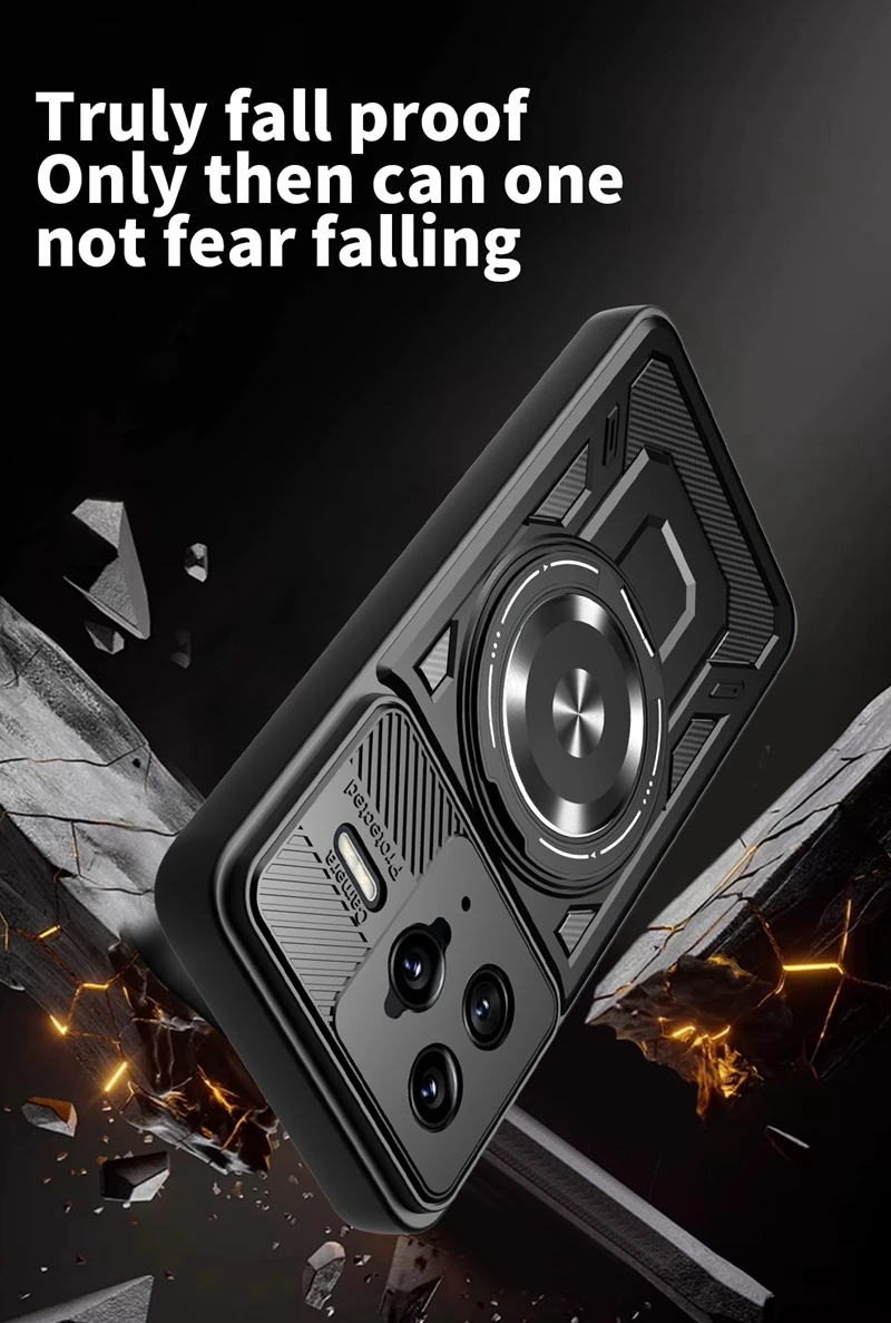 Armor Shockproof MagSafe Wireless Charging Case with Magnetic Ring Stand Holder
