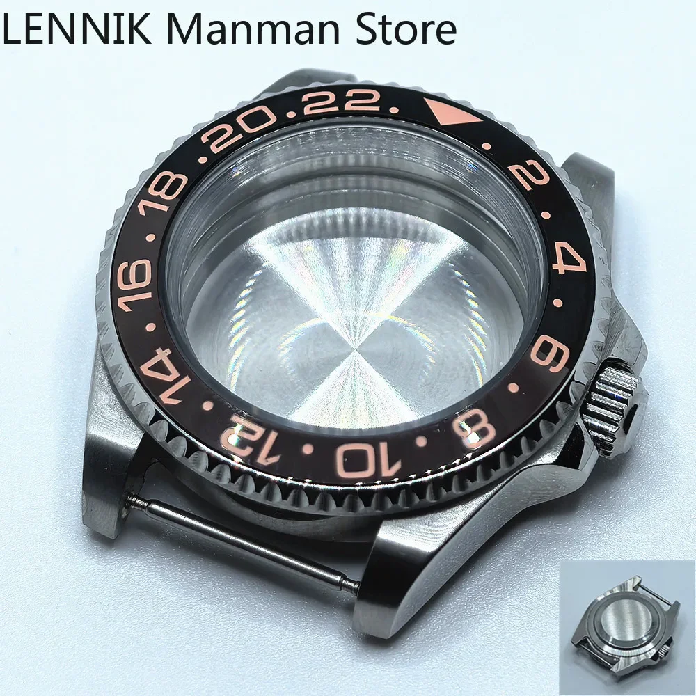 40mm Black PVD Watch Case with Transparent Back Glass