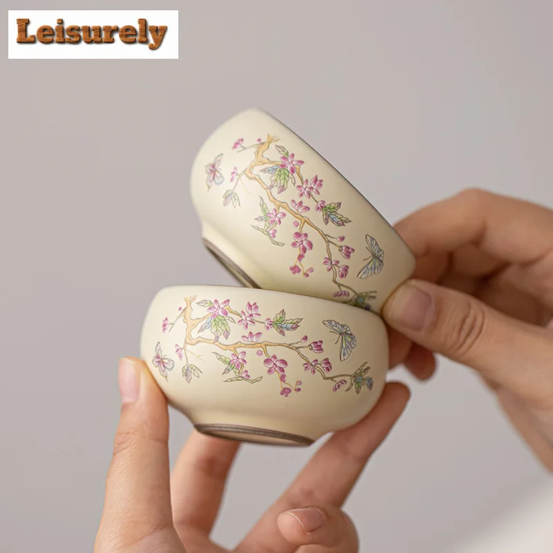 Exquisite Wisteria Flower Ru Kiln Hand Grab Teapot Zen 1 Pot  2 Cups Kit Tea Brewing Kettle Kung Fu Tea Tableware Accessories