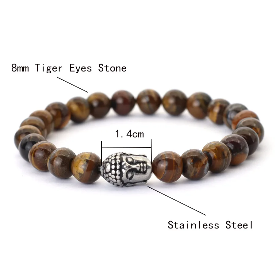 Stainless Steel Natural Stone Men Meditation Bracelet