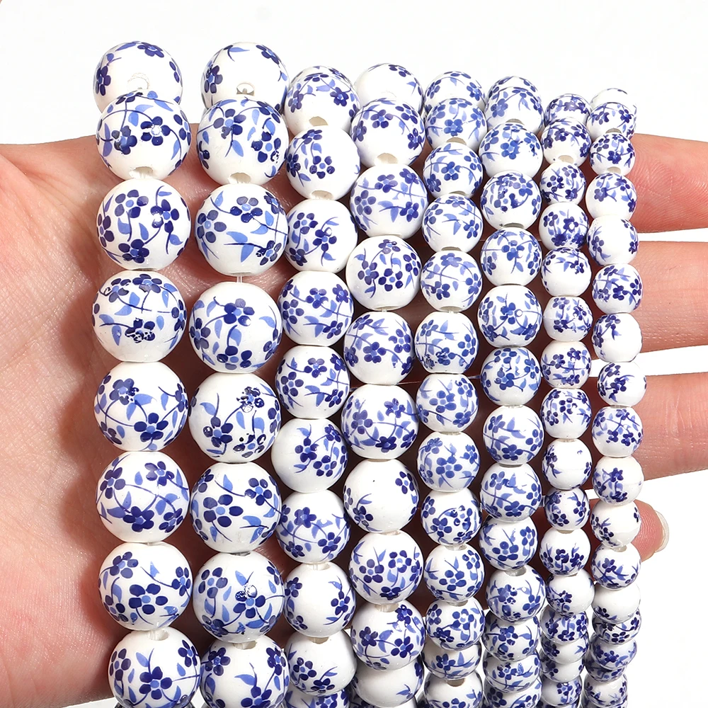 28–60 Stück/Strang 6, 8, 10, 12 mm kleine Blumen-Keramikperlen für Schmuckherstellung, Perlen im chinesischen Stil, lose Distanzperlen, DIY-Armband – Detail 10