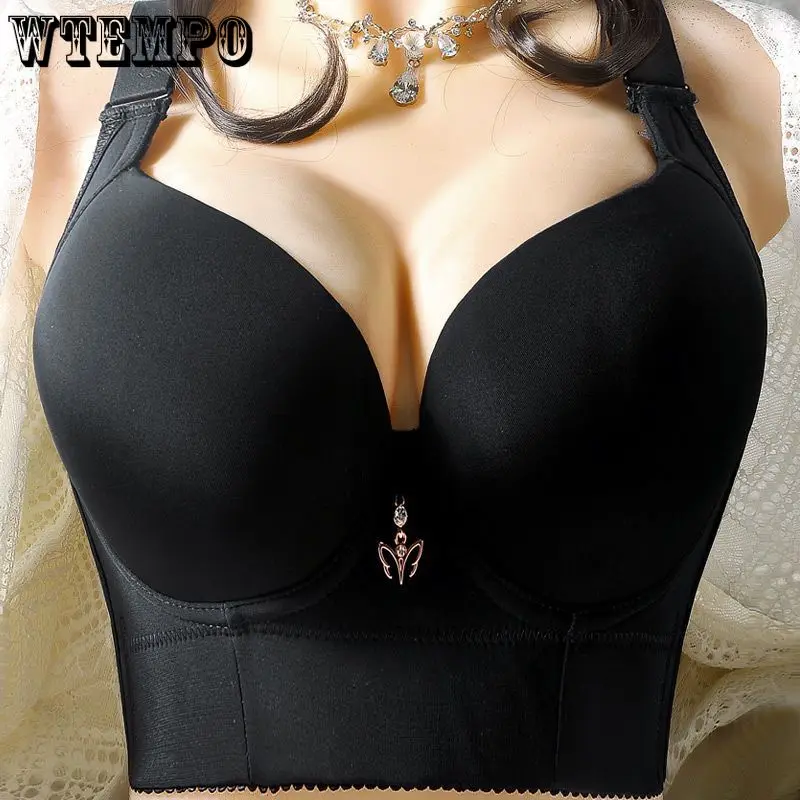 

E Cup Seamless Bras for Women plus Size Smooth Gather Invisible Bra One Piece Solid Color Thin Adjustable Sexy Push Up Bralette