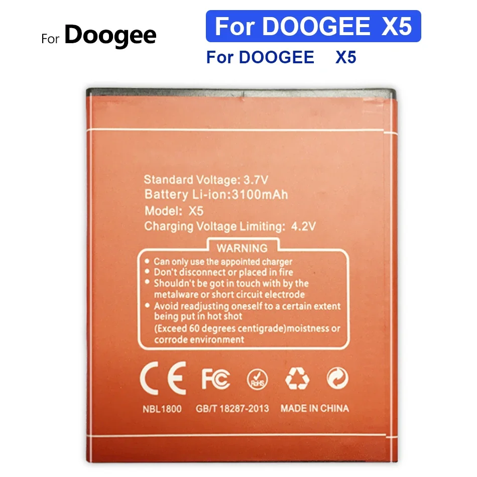 

X 5 3100mAh Replacement Battery For DOOGEE X5 High Quality Bateria + Tracking Number