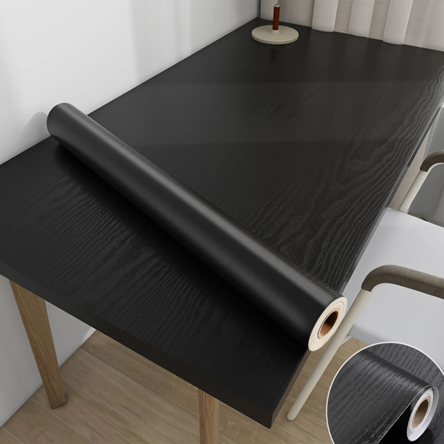 สติกเกอร์ลายไม้ 55 ซม. วอลเปเปอร์คุณภาพสูงแบบมีกาวในตัว เหมาะสำหรับเคาน์เตอร์ครัว ตู้ โต๊ะ ผนัง การปรับปรุง 1