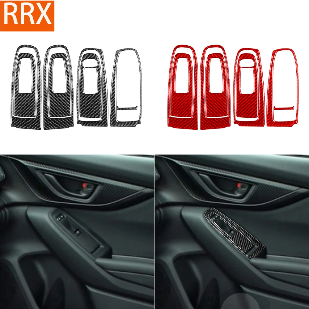 

For Subaru Impreza 2017-2022 For XV Crosstrek 2018-2022 Window Lift Control Real Carbon Fiber Stickers Car Innerior Accessories
