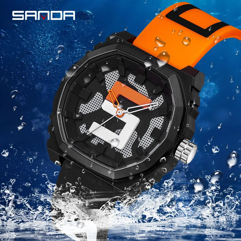 SANDA Casual Sports New Unisex Women Men Watches Silicone Waterproof Fashion Quartz Watch Mens Womenes Relogio Masculino 3206