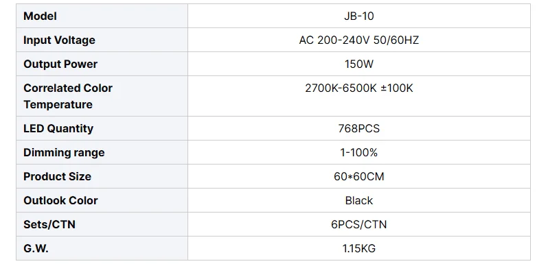 JB-10 150W Flexible LED Video Light 2700K-6500K 60*60cm Rollable Cloth Photograp