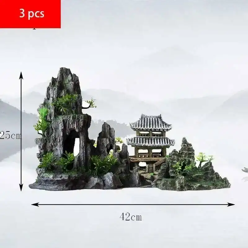 Aquarium Rock & Grass Decor 3