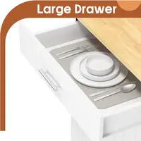 26in White Kitchen Island Cart with Wheels, Storage Cabinet, Shelves, and Towel Rack for Portable Kitchen Use 2