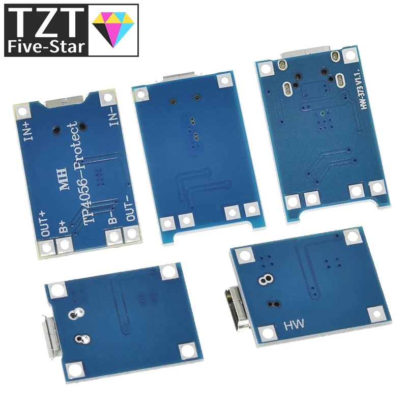 TZT Micro/Type-c USB 5V 1A 18650 TP4056 Lithium Battery Charger Module Charging Board With Protection Dual Functions 1A Li-ion lithium battery charger battery charger module usb charger