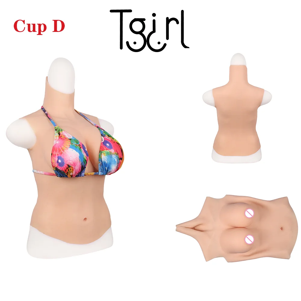

Cup D High Collar Sleeveless Cosplay Half Body Suit Fake Artifical Huge Boobs Silicone Breast Forms