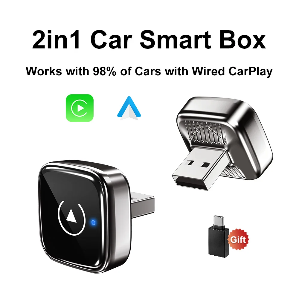 FLIXIVI 무선 CarPlay 어댑터 2-in-1 유선-무선 동글, 애플 및 안드로이드 오토용, OEM 유선 차량용 플러그 앤 플레이