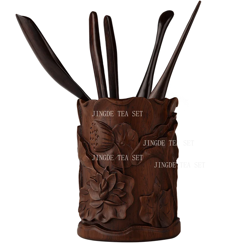 Black Sandalwood Six Gentlemen Set A Complete Collection of Chinese Kung Fu Tea Set Accessories for Home Use Tea Clip Tea Knife