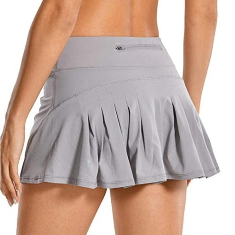 Women's Shorts Tennis Golf Skirt Sport Mid Waist Pleated Mini Skirt Back Waist Pocket Zipper Clothes for Female Sportswear