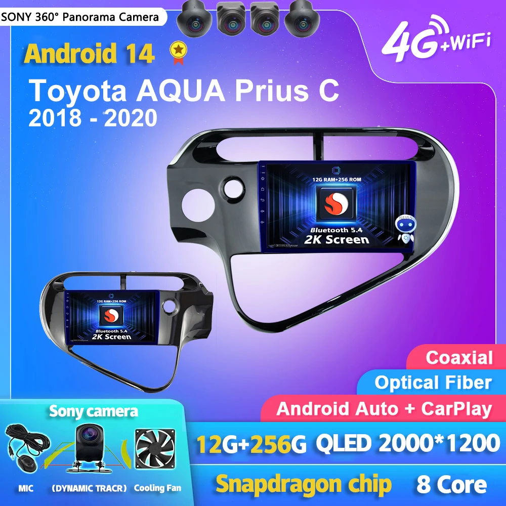 

Android 14 Carplay Auto Car Radio Multimedia Player For Toyota AQUA Prius C 2018 2019 2020 Autoradio GPS Stereo 2din Head Unit