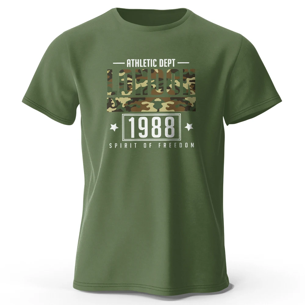 London Rthletic Dept 1988, bedrucktes Herrenmode-T-Shirt aus Baumwolle, übergroße Kurzarm-T-Shirts für den Sommer