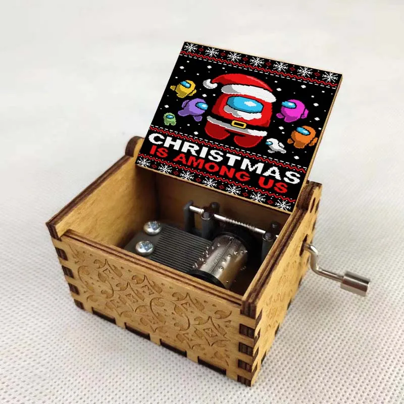 

anime Game Cartoon Music Box Carved Wood Hand Crank Music Box Home decorations Merry Christmas Kids Birthday Gift