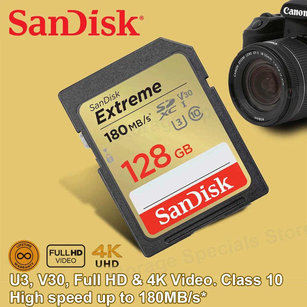 SanDisk ī޶ ī SD ī, SDHC SDXC UHS-I, , ִ 200 MB/s V30, 4K UHD  ޸ ī, 32G, 64G, 128G, 256G, 512G, C10