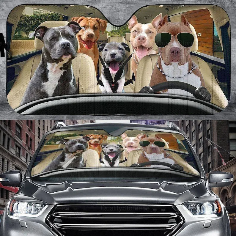 

Pitbull Dog Family Car Sunshade , Funny Pitbull Car Sunshade, Pitbull Cute Car Sunshade, Gift For Him, Gift For Dad ZPT272108A32