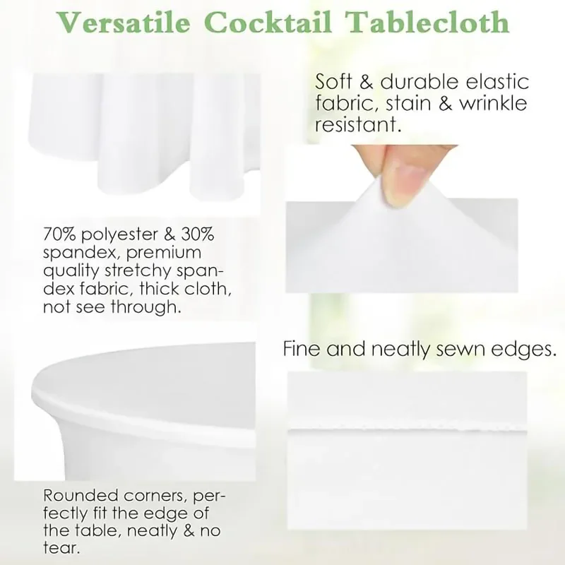 1Pcs Round Spandex Cocktail Tablecloths with Skirt Table Cover Stretch Tablecloth Skirt For Table Bar Wedding Party Banquet