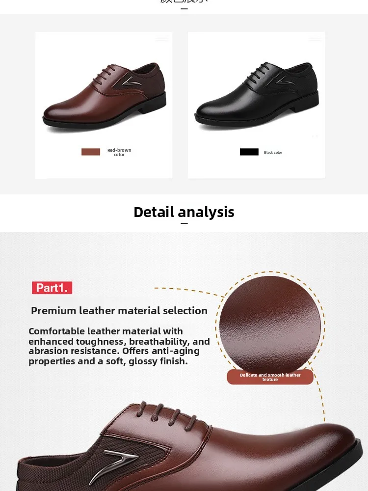 Zapatos Casuales de Cuero para Hombre, Formales de Negocios, de Corte Bajo, Transpirables, Antideslizantes, Zapatos de Vestir para Hombre, Modernos y Elegantes
