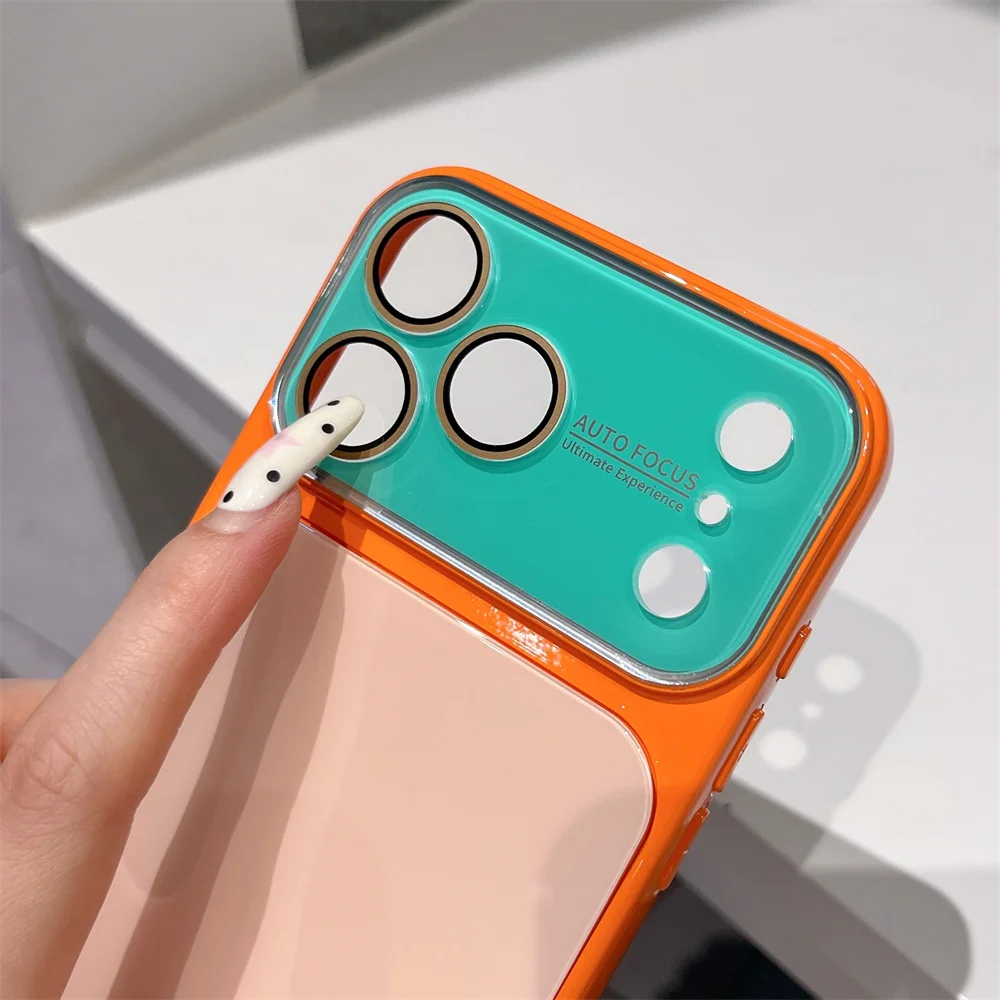 Luxury Colorful Glass Glossy Phone Case with Full Lens Protection and Shockproof Design