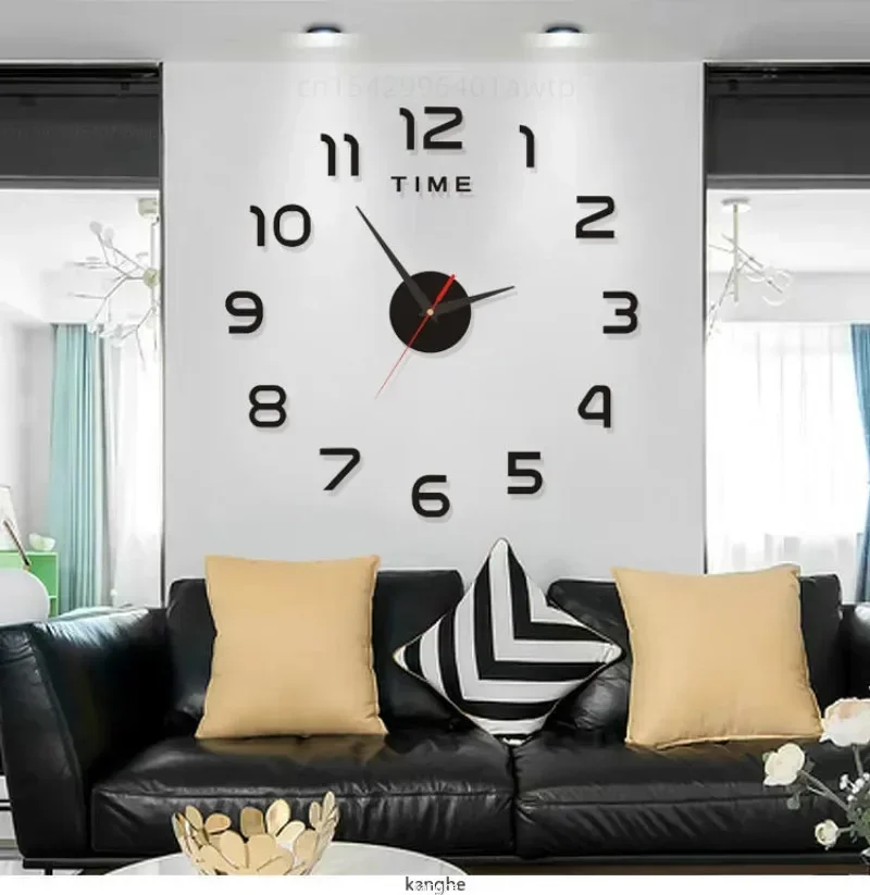 Modern Design Large Wall Clock 2D DIY Quartz Clock Fashion Watch Acrylic Mirror Stickers Living Room Home Decoration wall clock