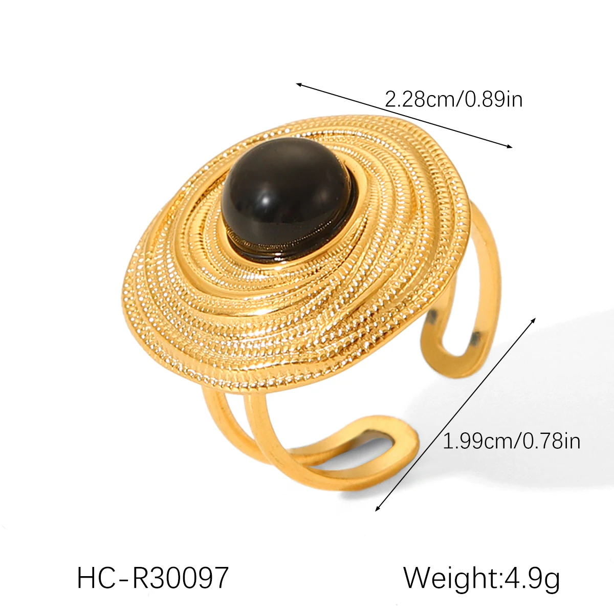 Vergoldeter schwarzer Emaille-Schmuck für Frauen, Herz-Stern-Quadrat-Anhänger, Halskette, Ohrringe, Ringe, hypoallergener Edelstahl, Geschenk – Detail 16