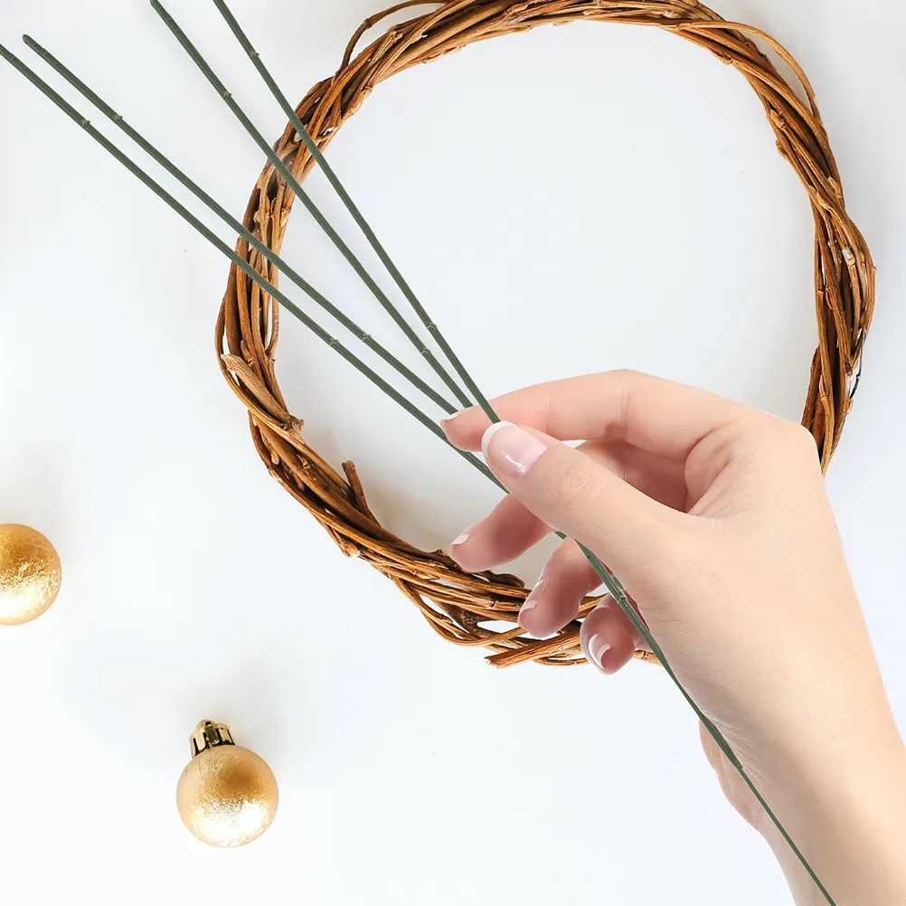 100Pcs DIY 꽃꽂이를위한 녹색 수제 꽃 와이어 줄기 인공 꽃 꽃다발 스틱 공예 용품