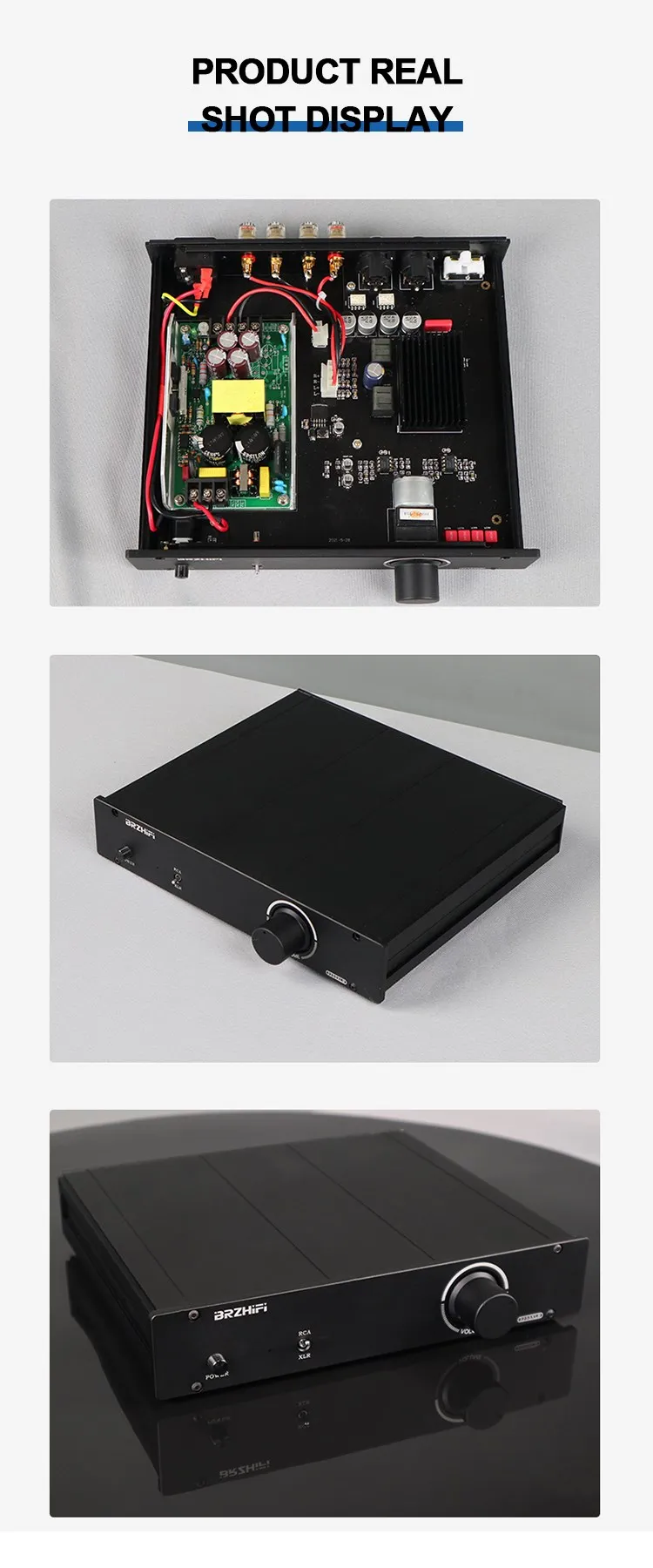 BRZHIFI Audio TPA3255 XLR Sound Amplifier Fully Balanced Input and Output 300W*2 Audiophile Digital Amplifier HiFi Stereo Amp
