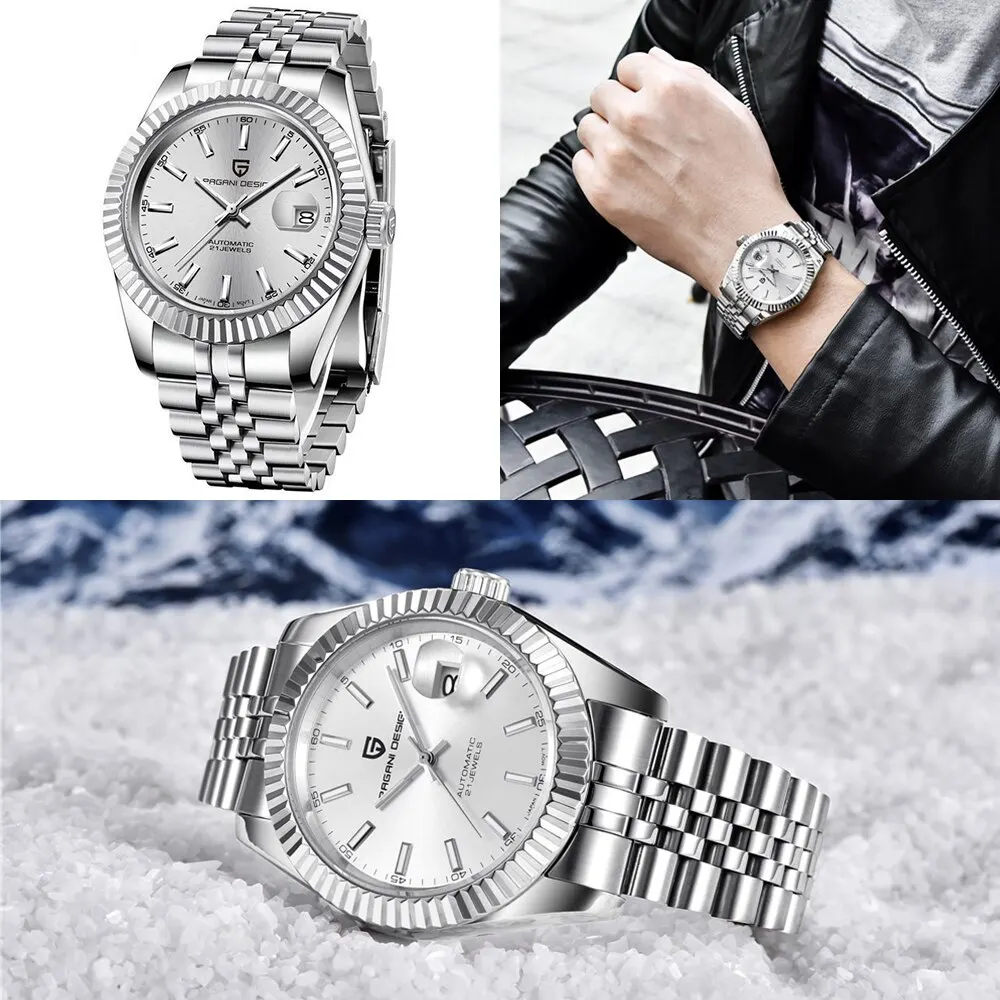 PAGANI DESIGN Men Mechanical Watch Luxury Automatic Watch Sport Stainless Steel 100M Waterproof Watch for Men