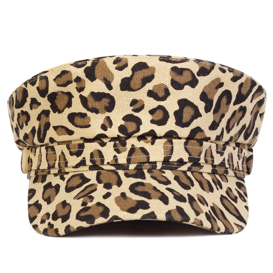 Unisex Leopard Print Adjustable Navy Sunscreen Cap