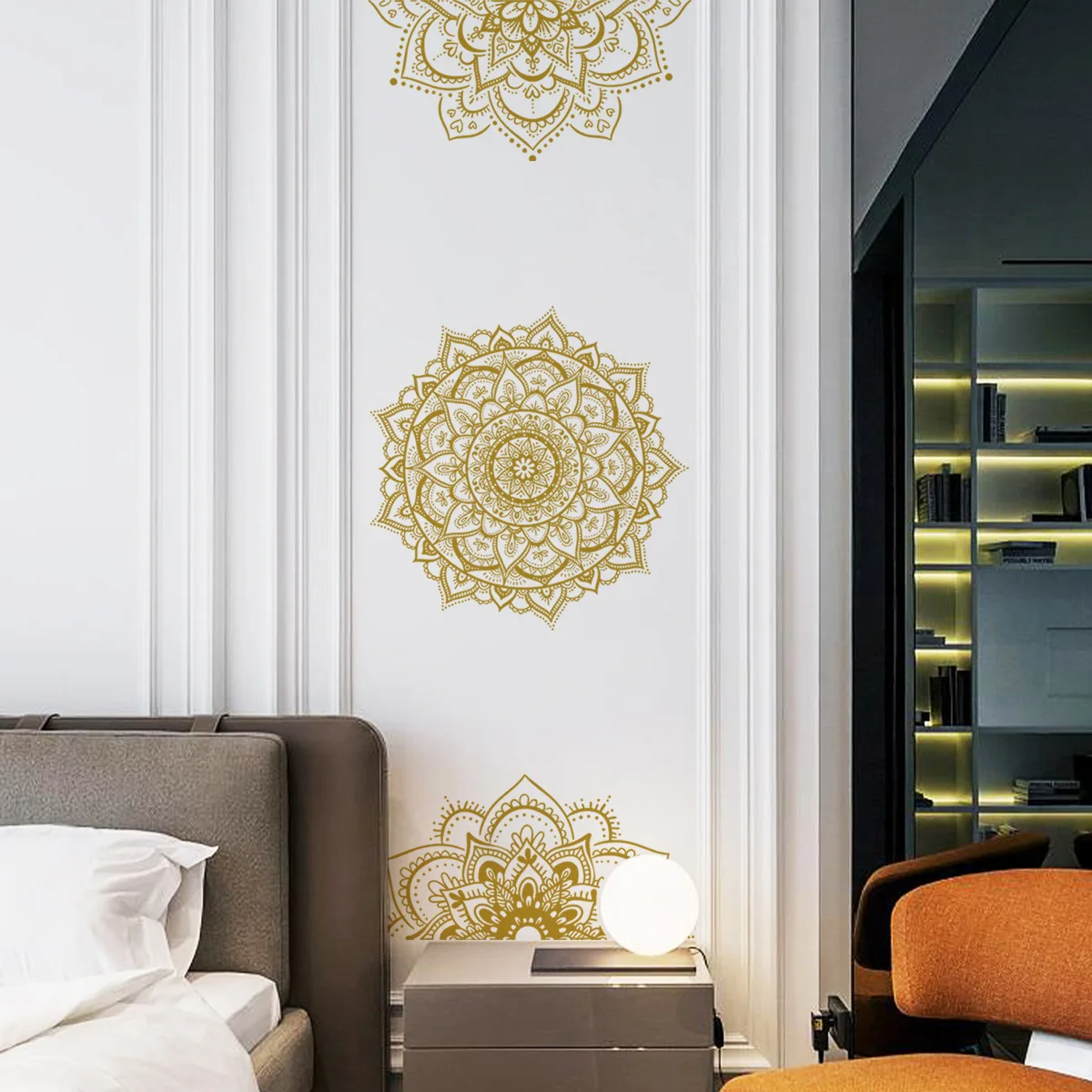 Adesivo Murale Acrilico A Forma Di Fiore Di Loto Dorato – 30x25,8 Cm, Decorazione Per Soggiorno E Camera