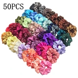 Vintage Satin Scrunchies Set: Elastic Hair Bands & Fashion Accessories (PJ079-D-50PCS1)