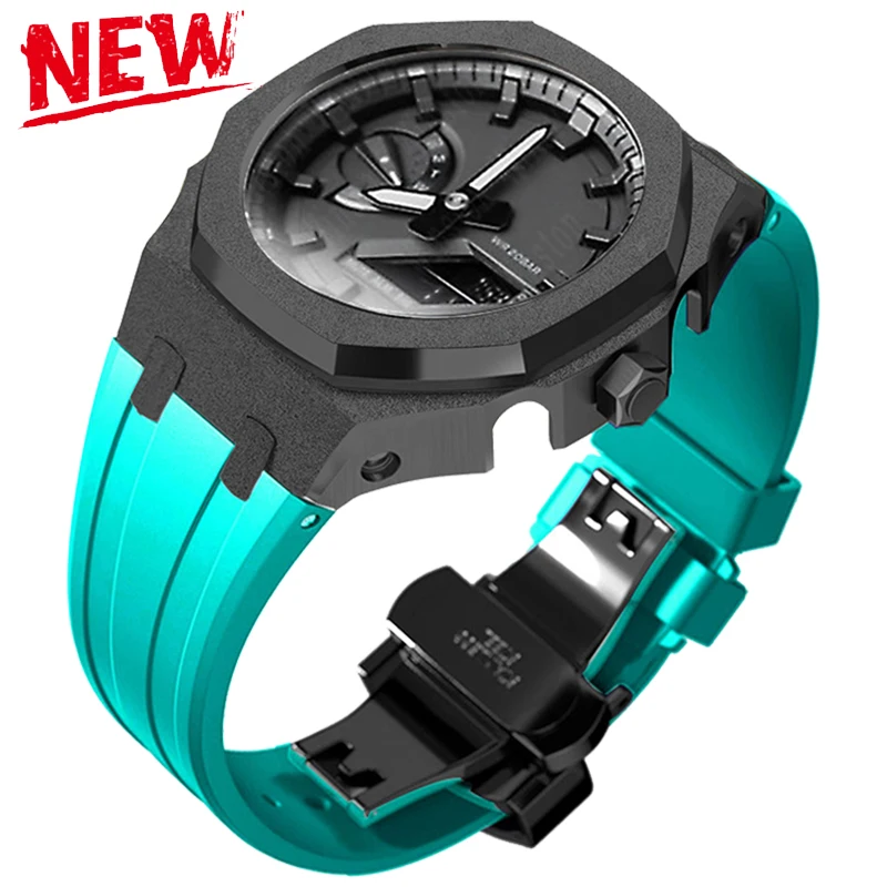 

GA2100 Gen5 Modification Kit for Casioak GA-2100 GA2110 Frost Metal Case Stainless Steel Bezel Rubber Strap for GA-2100/2110 Mod