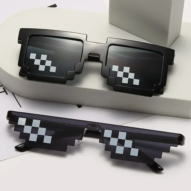 Vintage Sunglasses Funny Sunglasses Retro Round Sunglasses Funny Mosaic Sunglasses Mens Womens Pixel Black Retro Gamer Robot Sunglasses Cool Party Vintage Shades Eyewear