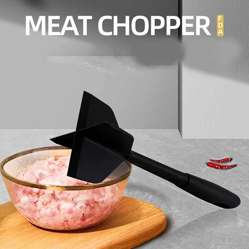 Kitchen Meat Chopper Ground Beef Masher Utensil Heat Resistant Non-Stick  Hamburger Choppe Potato Masher Tool Kitchen Gadgets - AliExpress