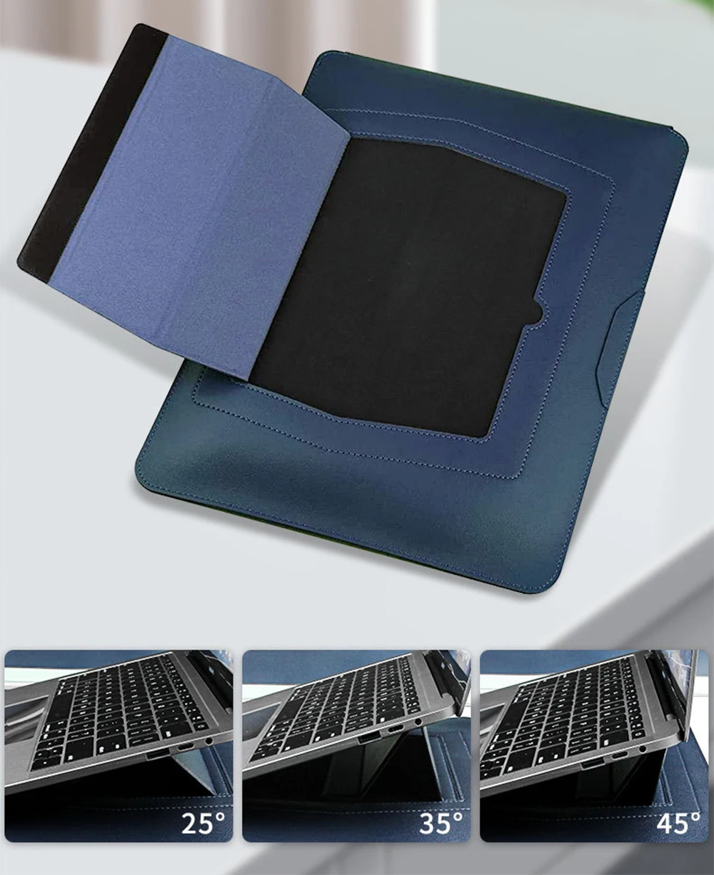 Custom Name Leather 14 Inch Laptop Bag Set Large Capacity Mouse Usb Storage Bag
