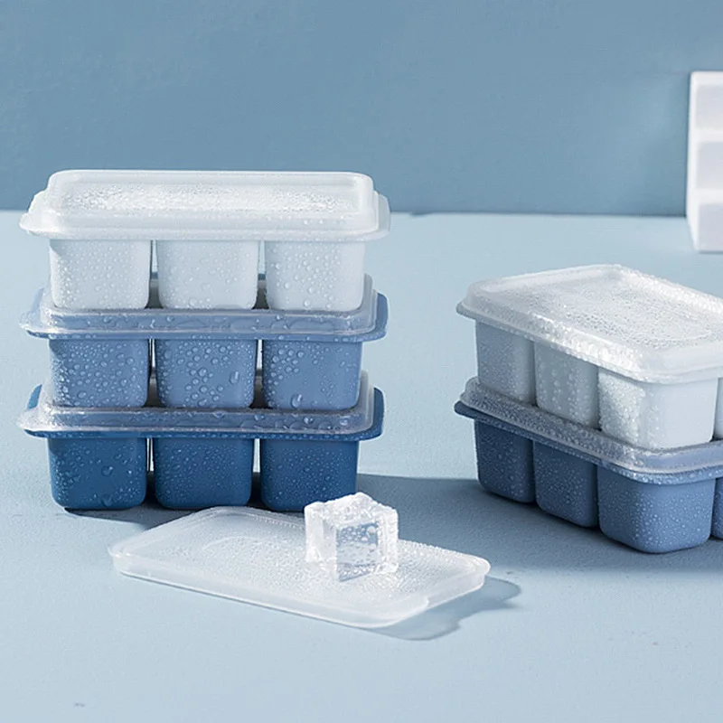 Silicone Freezer Tray Soup 4 Cubes Food Freezing Container Molds With Lid  Frozen Packaging Box