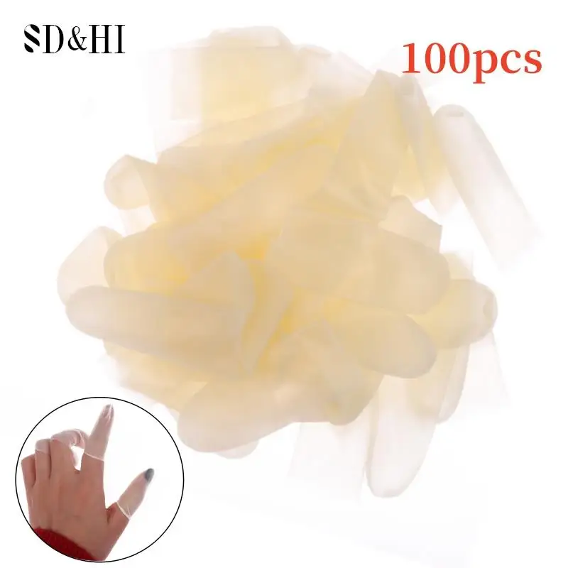 

100pcs/pack Rubber Non-slip Anti-static Finger Cots Disposable Latex Finger Cover Fingertips Protector Gloves Nail Art Tool